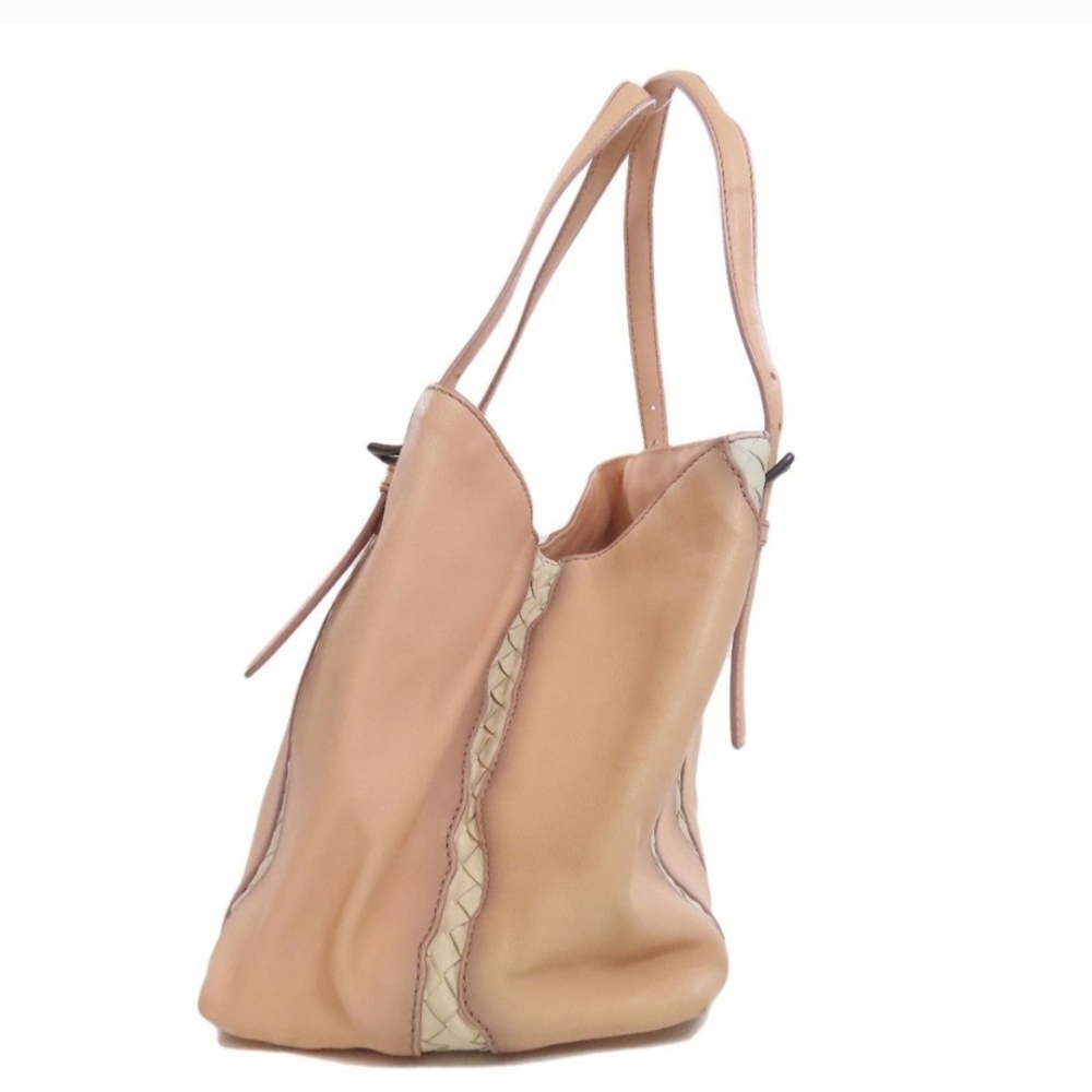 Authentic Bottega Veneta Pink and Cream Intrecciato Tote Bag - Picture 4 of 13